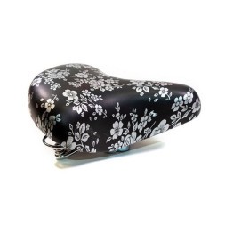 Седло велосипедное HF-AZ-0801A, 245х210 мм, на пружинах, с замком, Comfort, Black/Flower