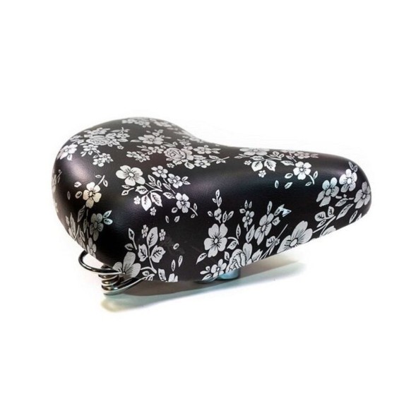 Седло велосипедное HF-AZ-0801A, 245х210 мм, на пружинах, с замком, Comfort, Black/Flower