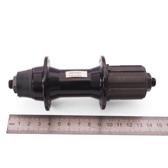 Втулка велосипедная Wang Zheng WZ-A281RQ black, задняя, ALU, под V-br, под кассету 8/10скоростей, с эксцентриком, 36 отверстий, ось 3/8&amp;quot;х135x145 мм, торг. уп.