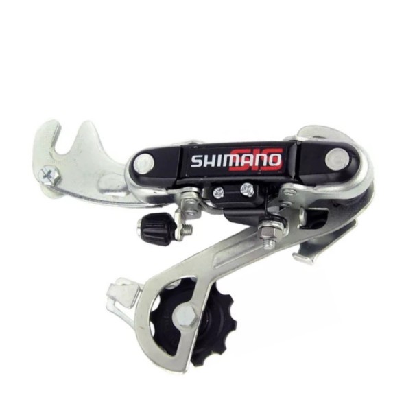 Переключатель задний Shimano Tourney TY18, GS, 6 speed, крепление на ось, серебристый, без/уп.