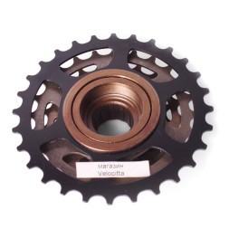 Трещотка Saiguan, 6 скоростей, зубья 14-28T, индексная, сталь, коричневый