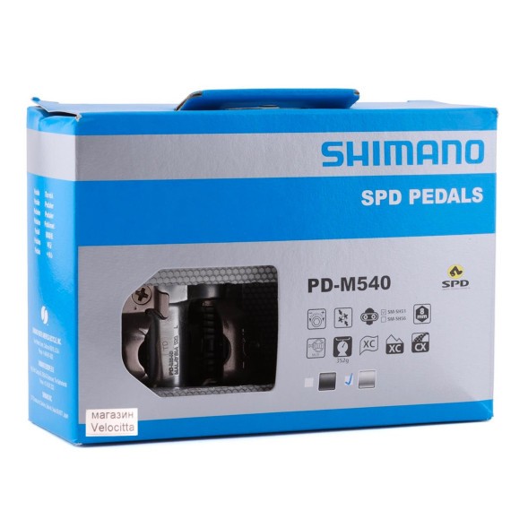 Педали велосипедные Shimano PD-M540, SPD, серебристый
