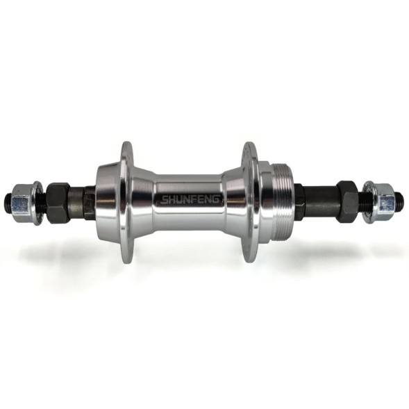 Втулка велосипедная Shunfeng SF-A201R silver, задняя, ось 3/8&amp;quot;х135x175 мм, алюмин., под V-br, под трещотку, с гайками, 36 отверстий, торг. упак.
