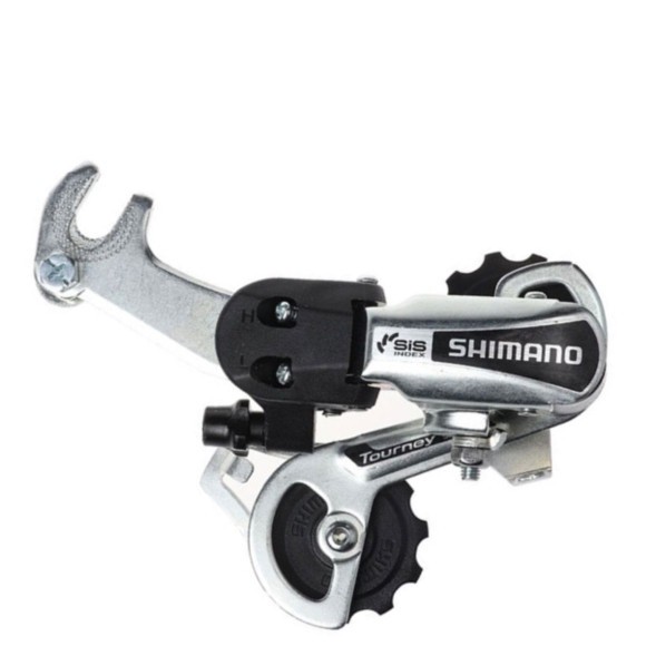 Переключатель задний Shimano Tourney TY21-B, GS, 6 скоростей, крепление - ось, серебристый, торг. уп.