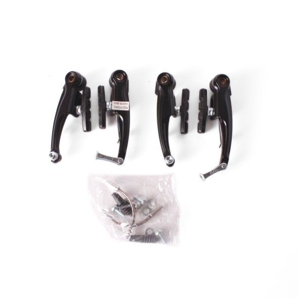 Набор ободных тормозов V-Brake, комплект: передний+задний, алюминий, черный