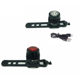 Набор фонарей Klonk 11951, передн.+задн., LED, micro USB, 1 диод (0.5 Вт), 4 режима освещения, LiPo 3,7 V/ 220 mAh, box