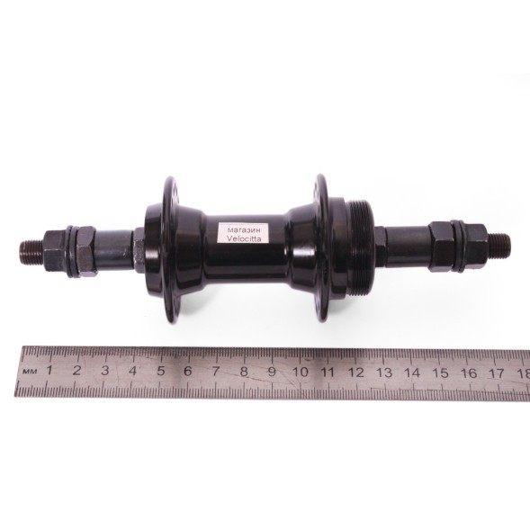 Втулка задняя Wang Zheng WZ-A201RB black, ось 3/8&amp;quot;х135x175 мм, под V-брейк, под трещотку, на гайках, 36 отверстий, алюминиевая, с промподшипником, торг. уп.