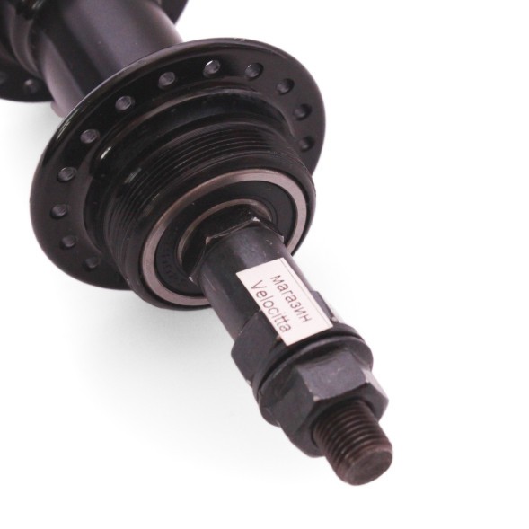 Втулка задняя Wang Zheng WZ-A201RB black, ось 3/8&amp;quot;х135x175 мм, под V-брейк, под трещотку, на гайках, 36 отверстий, алюминиевая, с промподшипником, торг. уп.