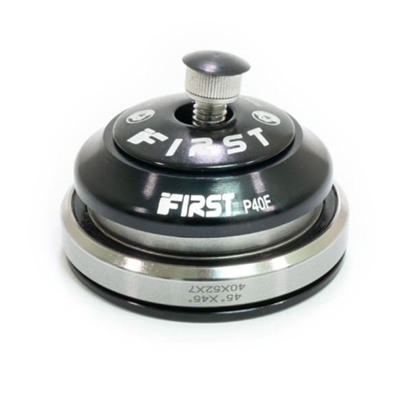 Рулевой велонабор First P40F, 1-1/8&amp;quot;-1.5&amp;quot;, б/резьбовая, конус., IS 42/28.6, IS 52/40, подшип. 30.2x41x6.5 мм + 40x52x7 мм, x45°, с якорем, h-9.8 мм, черная