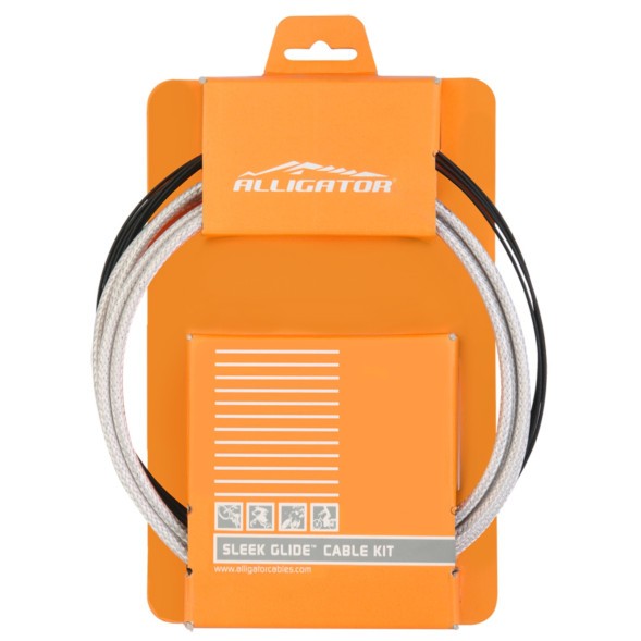 Комплект Alligator LY-BPTFE: 2 троса тормоза, покрытие тефлон 1.6х1000 мм + 1.6х2000 мм, 5-ти слойная Sleek Glide 5.0х2300 мм, наконечники оболочек троса 4 шт. HPA08 + 2 шт. HPA09, 2 направляющие троса IPR08, 2 наконечника троса IPA03