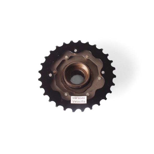 Кассета-трещотка велосипедная Shunfeng, 7 скоростей, 14-28T, коричневая, без. упаковки