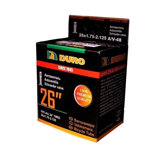 Велосипедная камера Duro 26x1.75/2.125, ниппель A/V-48 мм, бутиловая резина