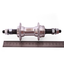 Веловтулка задняя Wang Zheng WZ-A201R silver, ось 3/8"х135x175 мм, ALU, под V-brake, под трещотку, на гайках, 36 отверстий, хром
