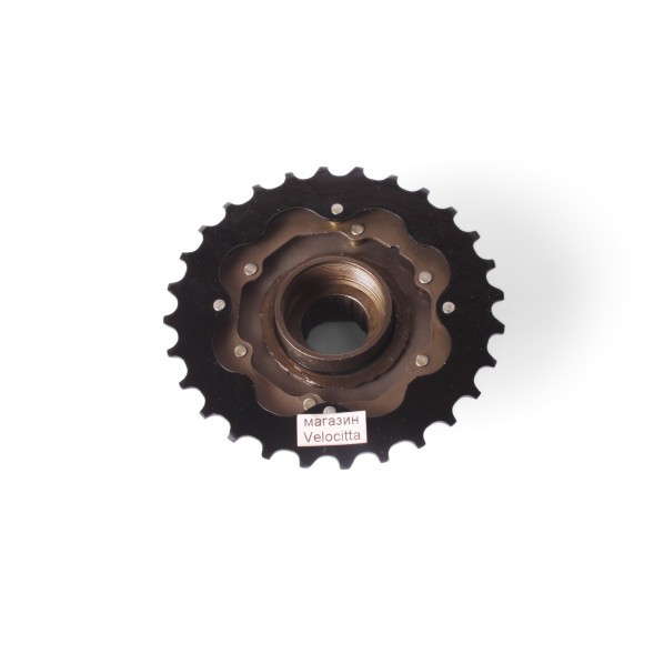 Кассета-трещотка Shunfeng, EDX8, зубья 13-28T, коричневый, торг. упаковка