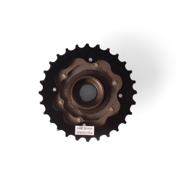 Кассета-трещотка Shunfeng, EDX8, зубья 13-28T, коричневый, торг. упаковка