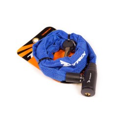 Велозамок Trix GK105.109-BLUE, цепь, с ключами, 3.5×1200 мм, в тканевой оплетке, блистер