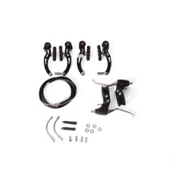 Набор V-тормоза, метал. (передн.+задн.) + метал. ручки + тросса, цвет черный