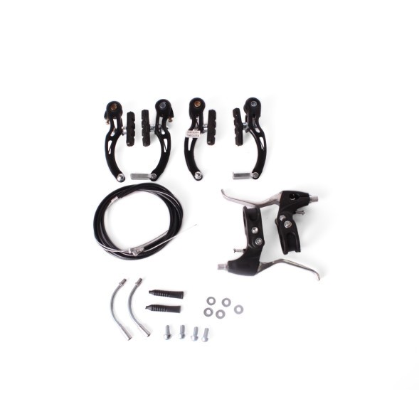 Набор V-тормоза, метал. (передн.+задн.) + метал. ручки + тросса, цвет черный