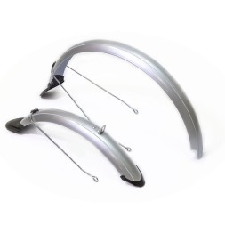 Комплект крыльев 20&amp;quot;, ширина 60 мм, металло-пластик, с резиновыми брызговиками, серебристый