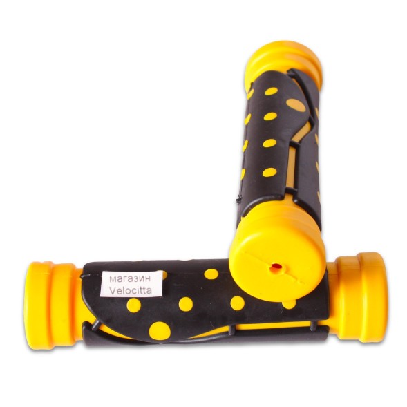 Грипсы велосипедные Joykie &amp;quot;Точка&amp;quot;, 120 мм, термопластичная резина, желтый