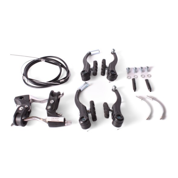 Набор V-тормоза, алюмин., (передн.+задн.) + п/алюм. ручки + тросса, цвет черный