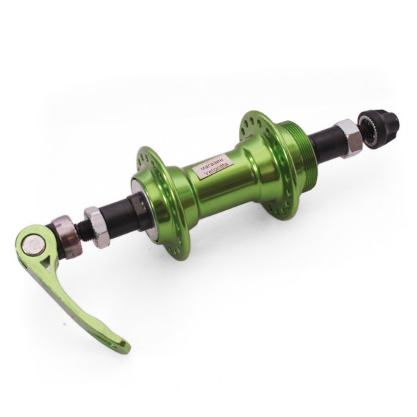 Втулка задняя Wang Zheng WZ-A201RQ green, ось 3/8&amp;quot;х135x145 мм, алюминиевая, под V-br, под трещотку, с эксцентриком, 36H, торг. уп.