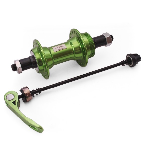 Втулка задняя Wang Zheng WZ-A201RQ green, ось 3/8&amp;quot;х135x145 мм, алюминиевая, под V-br, под трещотку, с эксцентриком, 36H, торг. уп.