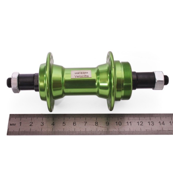 Втулка задняя Wang Zheng WZ-A201RQ green, ось 3/8&amp;quot;х135x145 мм, алюминиевая, под V-br, под трещотку, с эксцентриком, 36H, торг. уп.