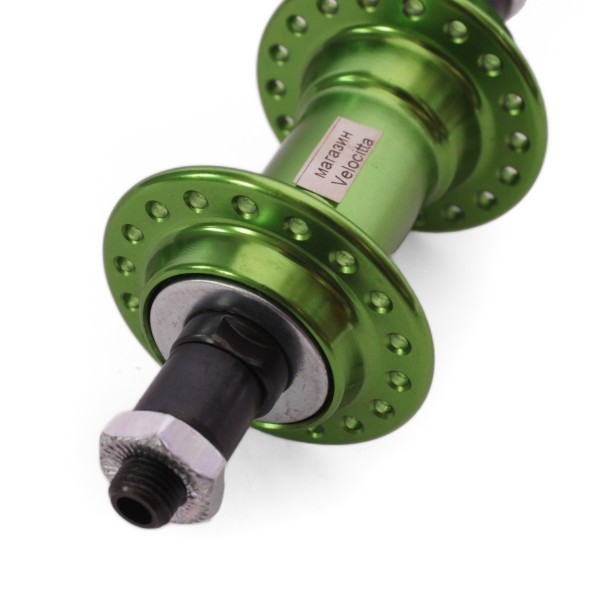 Втулка задняя Wang Zheng WZ-A201RQ green, ось 3/8&amp;quot;х135x145 мм, алюминиевая, под V-br, под трещотку, с эксцентриком, 36H, торг. уп.
