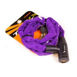 Замок противоугонный Trix GK105.109-PURPLE, цепь, с ключами, 3.5×1200 мм, в тканевой оплетке, блистер