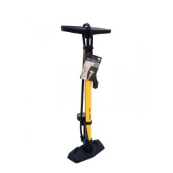 Насос Giyo GF-55E, ручной-напольный, под ниппель AV/FV, max 160 psi/11 bar, 24см, манометр, сталь, черно-жёлтый