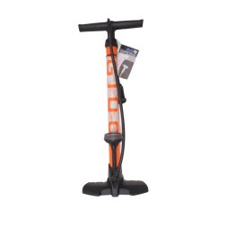 Насос велосипедный Giyo GF-43PE, ручной-напольный, под ниппель AV/FV, max 160 psi/11 bar, 24см, манометр, пластик, зелёный