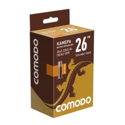 Велокамера Comodo 26x2.125/2.40 (52/62-559), авто-ниппель, AV-40 мм, бутиловая, Black