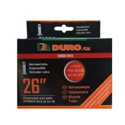 Велосипедная камера Duro 26x2.10/2.40, авто-ниппель, A/V-48 мм, бутиловая
