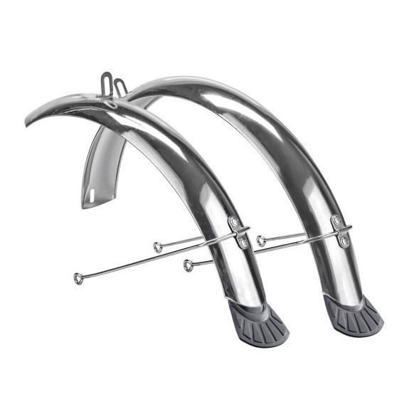 Велосипедные крылья 24&amp;quot;, комплект, полноразмерные, с брызговиками, стальные, хром