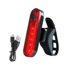 Фонарь задний велосипедный 056, аккумулятор, 220 mAh, USB кабель, LED 50 Lumens, 4 реж. работы, влагостойкий корпус, блистер