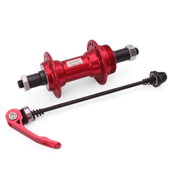 Втулка велосипедная Wang Zheng WZ-A201RQ red, задняя, ось 3/8&amp;quot;х135x145 мм, алюминиевая, под V-brake, под трещотку, с эксцентриком, 36 отверстий, box