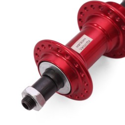 Втулка велосипедная Wang Zheng WZ-A201RQ red, задняя, ось 3/8"х135x145 мм, алюминиевая, под V-brake, под трещотку, с эксцентриком, 36 отверстий, box