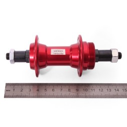 Втулка велосипедная Wang Zheng WZ-A201RQ red, задняя, ось 3/8"х135x145 мм, алюминиевая, под V-brake, под трещотку, с эксцентриком, 36 отверстий, box