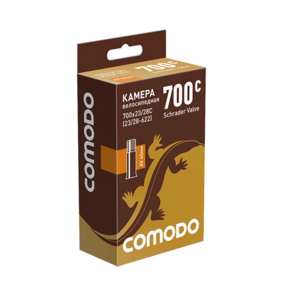 Камера велосипедная Comodo 700x23/28C (23/28-622) AV-40 мм, бутил, инд. упак.