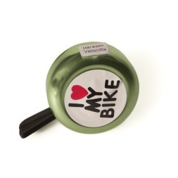 Звонок велосипедный Joy Kie 54BF-06 (I Love my Bike), стандарт, алюминий/пластик, черно-зеленый