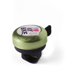 Звонок велосипедный Joy Kie 54BF-06 (I Love my Bike), стандарт, алюминий/пластик, черно-зеленый