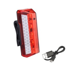 Велофонарь задний XK-001, аккумулятор, 650 mAh, USB кабель, LED 120 Lumens, водонепроницаемый корпус, блистер