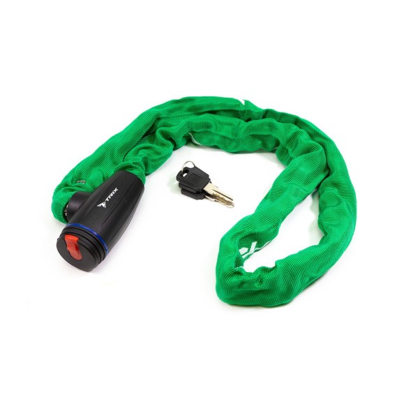 Замок противоугонный Trix GK105.308-GREEN, цепь, с ключами, 6×1200 мм, в тканевой оплетке, блистер