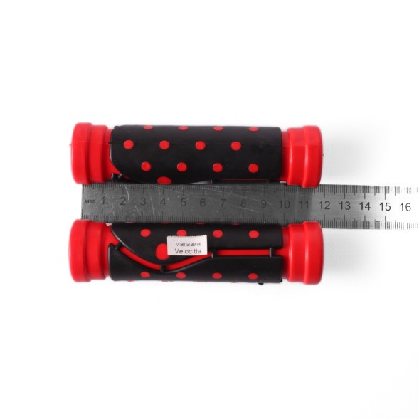 Ручки на руль для велосипеда Joykie &amp;quot;Точка&amp;quot;, 120 мм, резиновые, красный