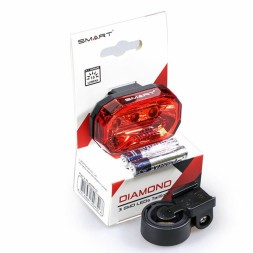 Фонарь задний Smart Diamond RL-407R-51, 3 SMD диода, 15 lumens, 3 режима, крепеж на подсед. штырь, с батарейками