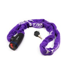 Замок велосипедный Trix GK105.308-PURPLE, цепь, с ключами, 6×1200 мм, в тканевой оплетке, пурпурный, блистер