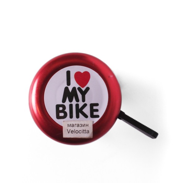 Звонок велосипедный Joy Kie 54BF-06 &amp;quot;I Love my Bike&amp;quot;, стандартный, пластик/алюминий, красный