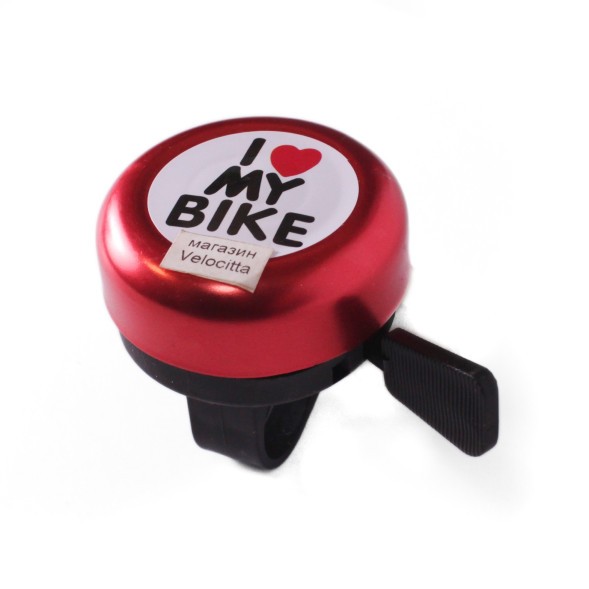 Звонок велосипедный Joy Kie 54BF-06 &amp;quot;I Love my Bike&amp;quot;, стандартный, пластик/алюминий, красный