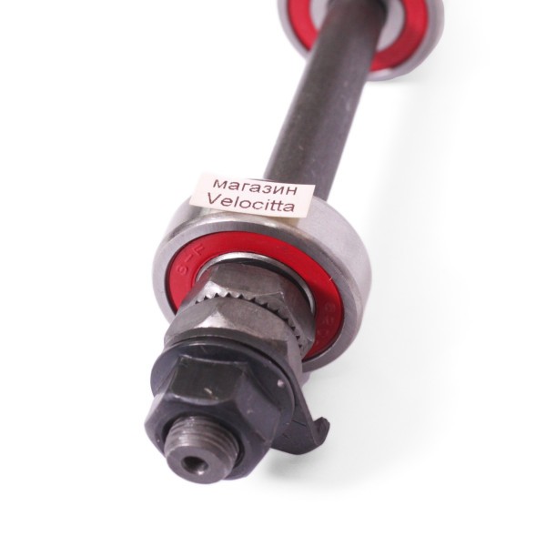 Ось передней втулки Shunfeng SF-AX12F, 3/8&amp;quot;x145 мм, на промподшипниках (6200-2RS), под гайки, в сборе